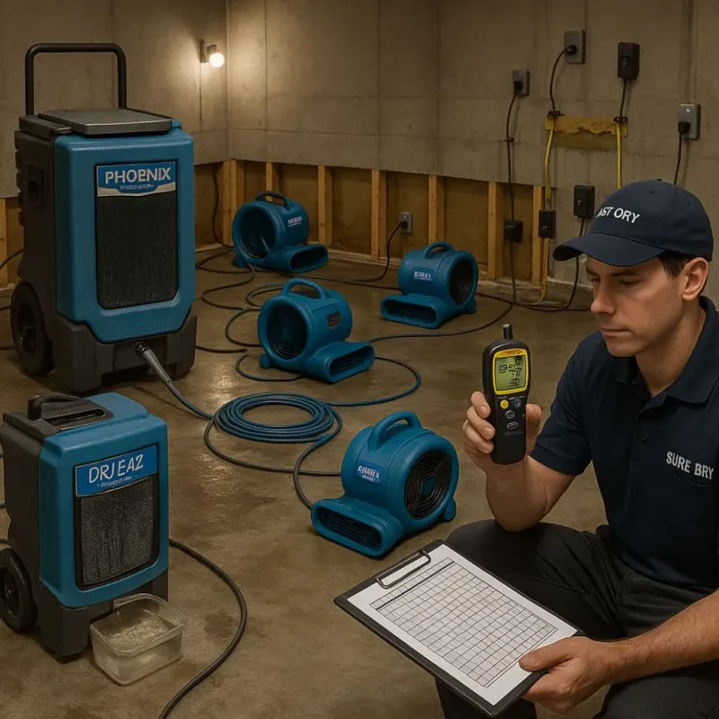 Structural Drying and Dehumidification process in Terramuggus, CT